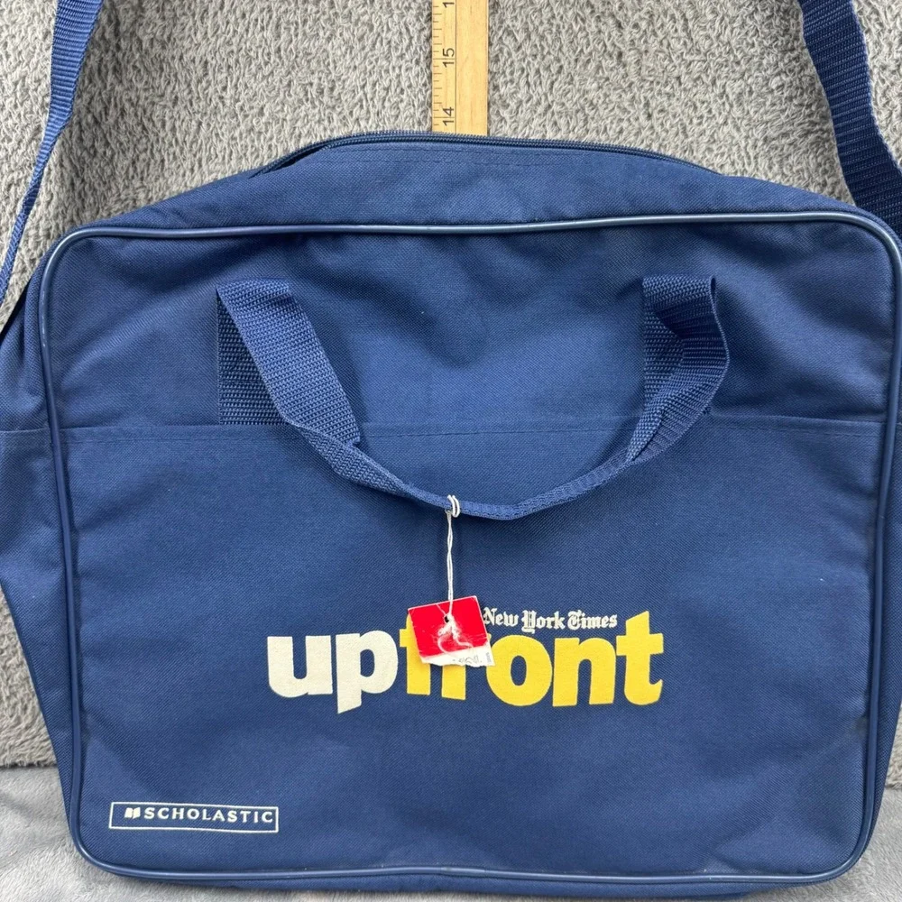 Scholastic NYT Upfront Messenger Bag Unisex OS Navy Blue Excellent Canvas Laptop